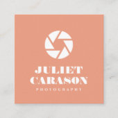 Fotograaf Bold Typography Peach Pink Vierkante Visitekaartje (Voorkant)