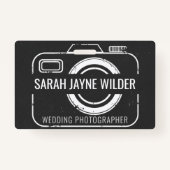Fotograaf bruiloft Business Rustieke Camera Badge (Voorkant)