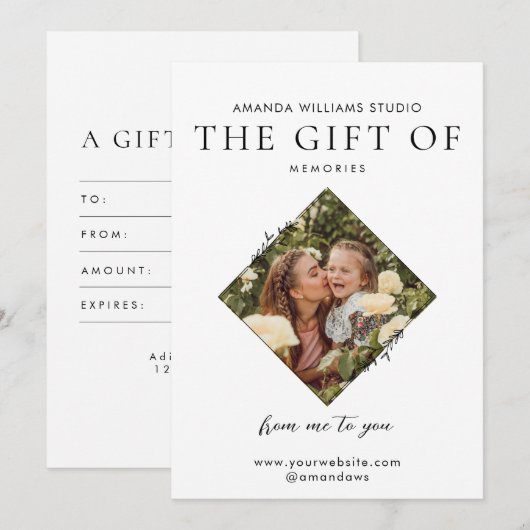 Fotograaf Cadeau Kaart Certificaten (Voorkant / Achterkant)