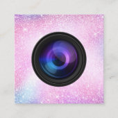 Fotograaf Camera Eenhoorn Glitter Fotografie Vierkante Visitekaartje (Voorkant)