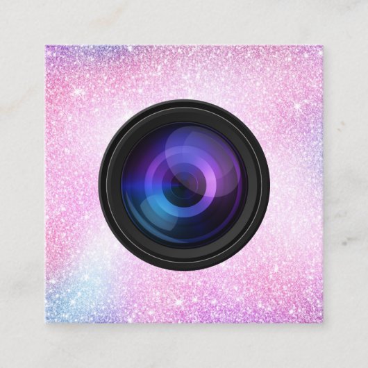 Fotograaf Camera Eenhoorn Glitter Fotografie Vierkante Visitekaartje (Voorkant)