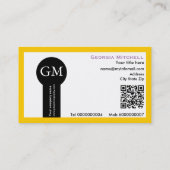 Fotograaf camera en QR-code geel Visitekaartje (Achterkant)