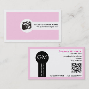 Fotograaf camera en QR-code roze Visitekaartje