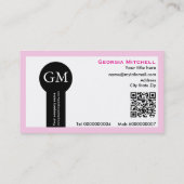 Fotograaf camera en QR-code roze Visitekaartje (Achterkant)