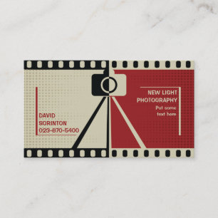 Fotograaf camera fotografie zwart, rood, beige visitekaartje