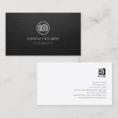 Fotograaf Camera Icon Donker Geborsteld Metaal Visitekaartje (Voorkant / Achterkant)