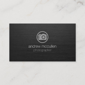 Fotograaf Camera Icon Donker Geborsteld Metaal Visitekaartje