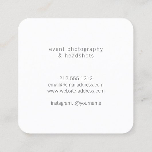 Fotograaf  Camera Illustratie Logo Vierkante Visitekaartje (Achterkant)