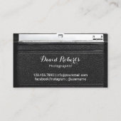 Fotograaf  camera Lederfotografie Visitekaartje (Achterkant)