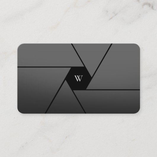 Fotograaf Camera Lens Elegant Zwart Monogram Visitekaartje (Voorkant)