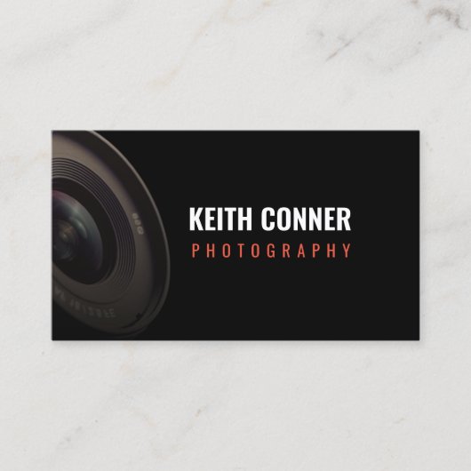 Fotograaf Camera Lens Zwart Visitekaartje (Voorkant)