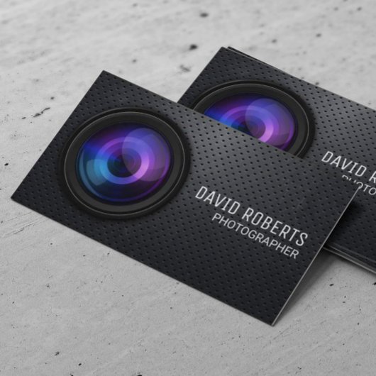 Fotograaf Camera Moderne metalen achtergrond Visitekaartje