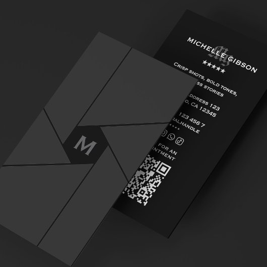 Fotograaf Camera Shutter Lens Donkergrijs Visitekaartje