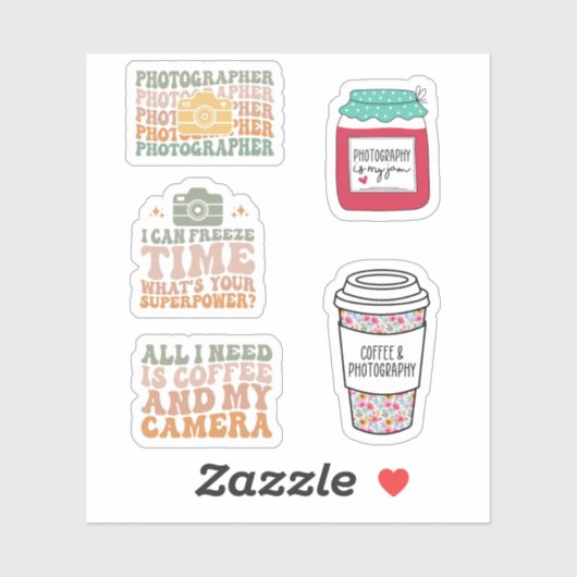 Fotograaf Camera Sticker Pack, Leuke fotografie (Vel)