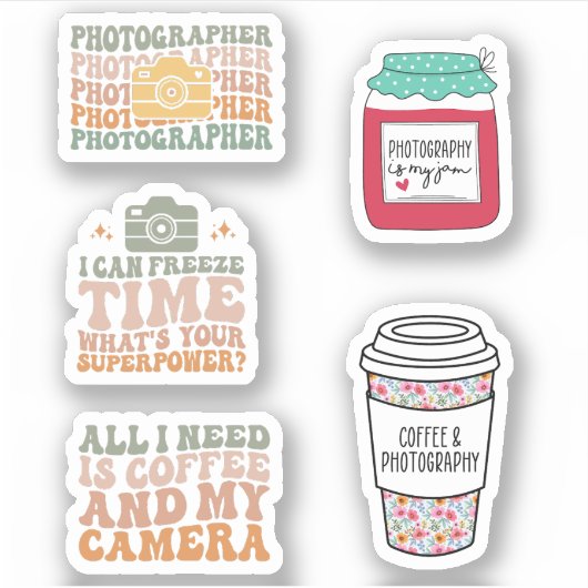 Fotograaf Camera Sticker Pack, Leuke fotografie (Voorkant)