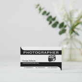 Fotograaf camera zwart, wit modern visitekaartje (Staand voorkant)