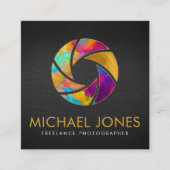 Fotograaf - camerakop - Waterverf Vierkante Visitekaartje (Voorkant)