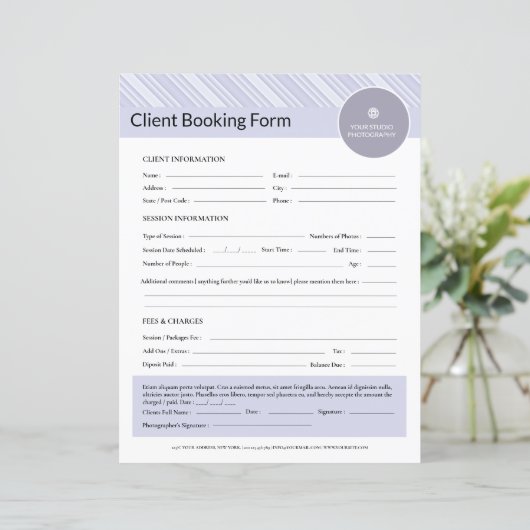 Fotograaf Cliëntencontractformulier Sjabloon (Staand voorkant)