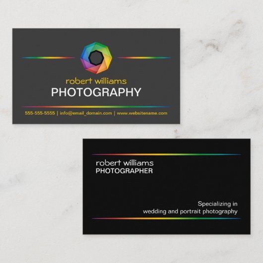 Fotograaf Colorful Shutter Visitekaartje (Voorkant / Achterkant)