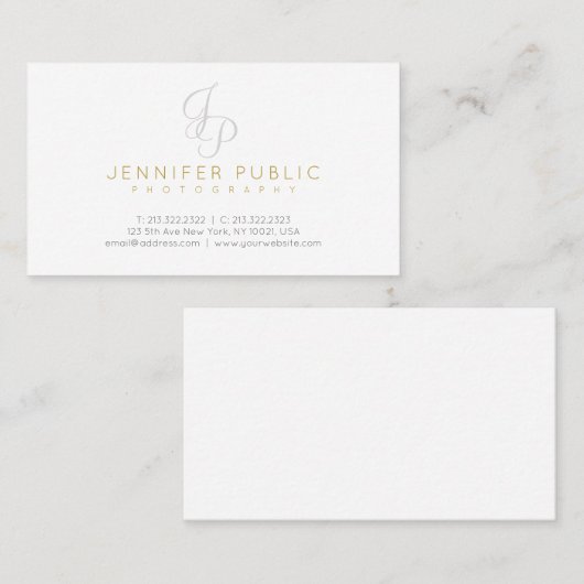 Fotograaf Creative Gold Text Monogram Modern Visitekaartje (Voorkant / Achterkant)
