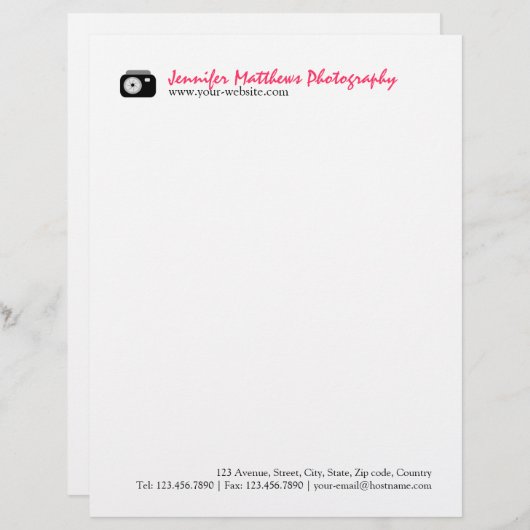 Fotograaf Custom Briefhoofd (Voorkant / Achterkant)