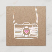Fotograaf Cute Camera Fotografie Rustic Kraft Vierkante Visitekaartje (Voorkant)