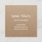 Fotograaf Cute Camera Fotografie Rustic Kraft Vierkante Visitekaartje (Achterkant)