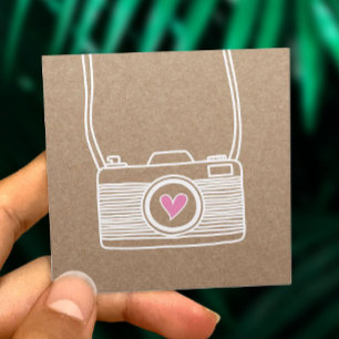 Fotograaf Cute Camera Fotografie Rustic Kraft Vierkante Visitekaartje