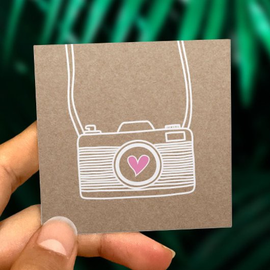 Fotograaf Cute Camera Fotografie Rustic Kraft Vierkante Visitekaartje