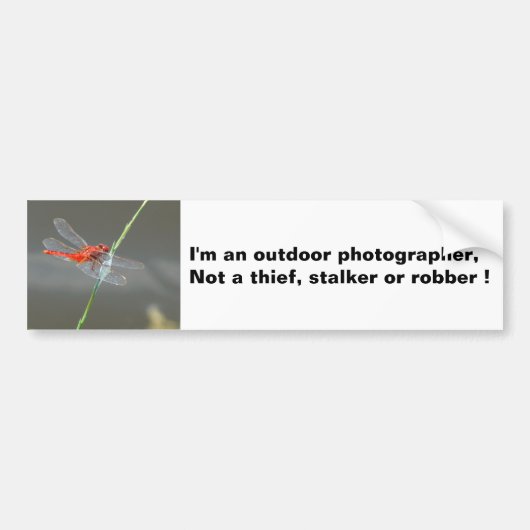 Fotograaf Dragonfly Bumpersticker buitenshuis (Voorkant)