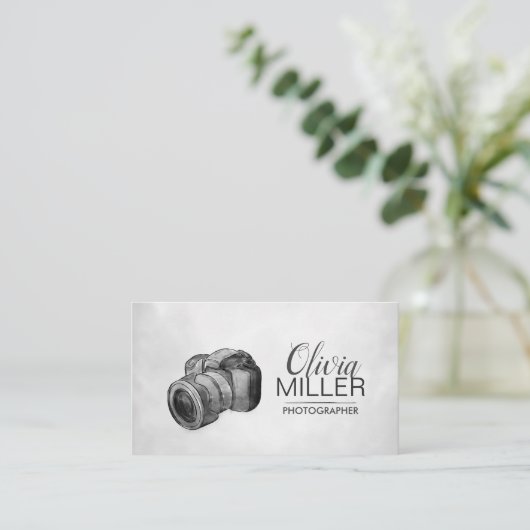Fotograaf - DSLR Camera Waterverf sketch Busin Visitekaartje (Staand voorkant)