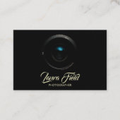 Fotograaf Elegant Black Camera Lens Visitekaartje (Voorkant)