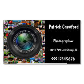 Fotograaf- en fotografische camera-lens magnetisch visitekaartje (Voorkant)