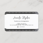 Fotograaf Film Roll Black White Photo QR Code Visitekaartje (Achterkant)