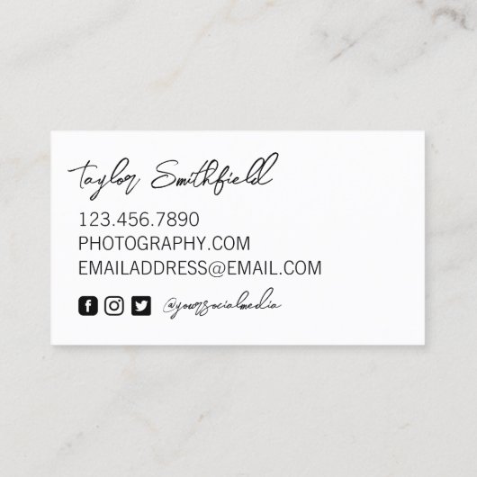 Fotograaf  filmcamera visitekaartje (Achterkant)