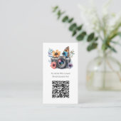 Fotograaf Floral Butterfly Camera Waterverf QR Visitekaartje (Staand voorkant)