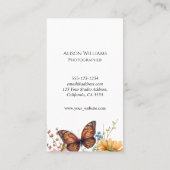 Fotograaf Floral Butterfly Camera Waterverf QR Visitekaartje (Achterkant)