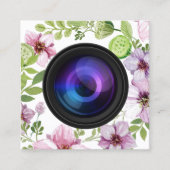 Fotograaf Floral Camera Elegante fotografie Vierkante Visitekaartje (Voorkant)