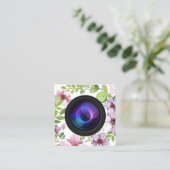 Fotograaf Floral Camera Elegante fotografie Vierkante Visitekaartje (Staand voorkant)