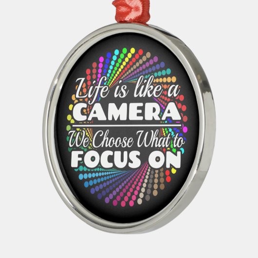 Fotograaf Focus Quote - Leven als een camera Metalen Ornament (Links)