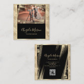 Fotograaf Foto QR Code Black Gold Vierkante Visitekaartje (Voorkant / Achterkant)