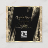 Fotograaf Foto QR Code Black Gold Vierkante Visitekaartje (Achterkant)