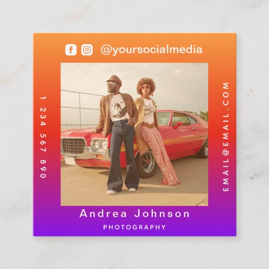 Fotograaf Foto Sociale Media & QR Code Modern Vierkante Visitekaartje (Voorkant)