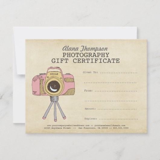 Fotograaf Fotografie Cadeaubon Sjabloon (Voorkant)