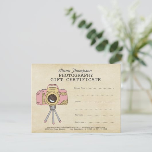 Fotograaf Fotografie Gift Certificate Sjabloon (Staand voorkant)