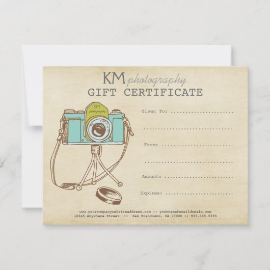 Fotograaf Fotografie Gift Certificate Sjabloon (Voorkant)