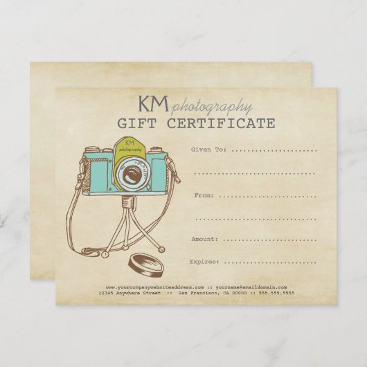 Fotograaf Fotografie Gift Certificate Sjabloon (Voorkant / Achterkant)