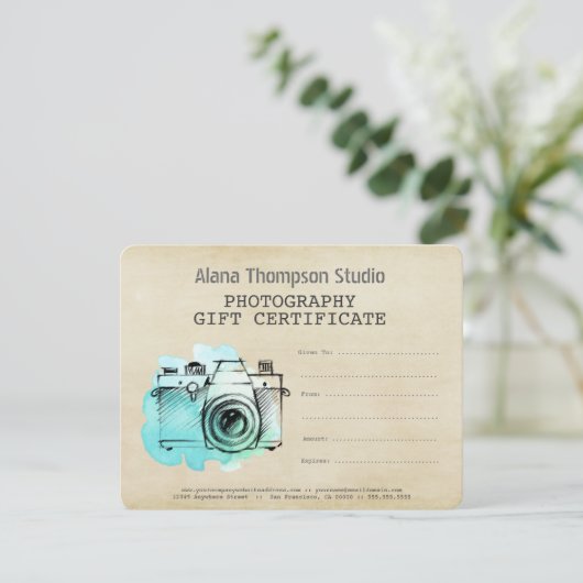 Fotograaf Fotografie Gift Certificate Sjabloon (Staand voorkant)