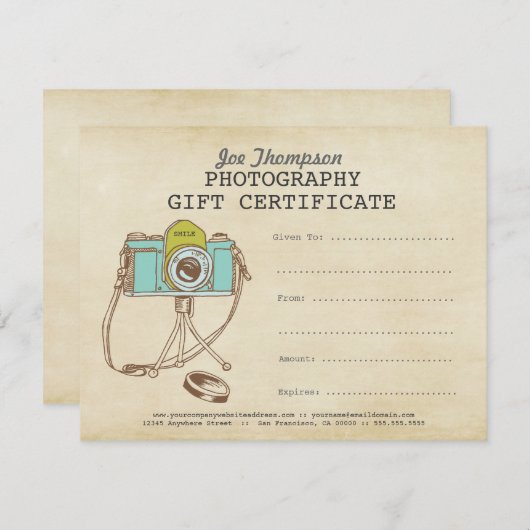 Fotograaf Fotografie Gift Certificate Sjabloon (Voorkant / Achterkant)