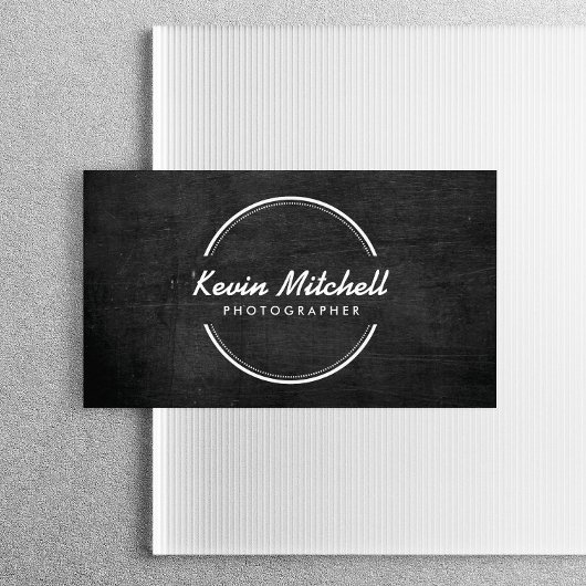Fotograaf, Fotografie Logo op Black Wood Visitekaartje